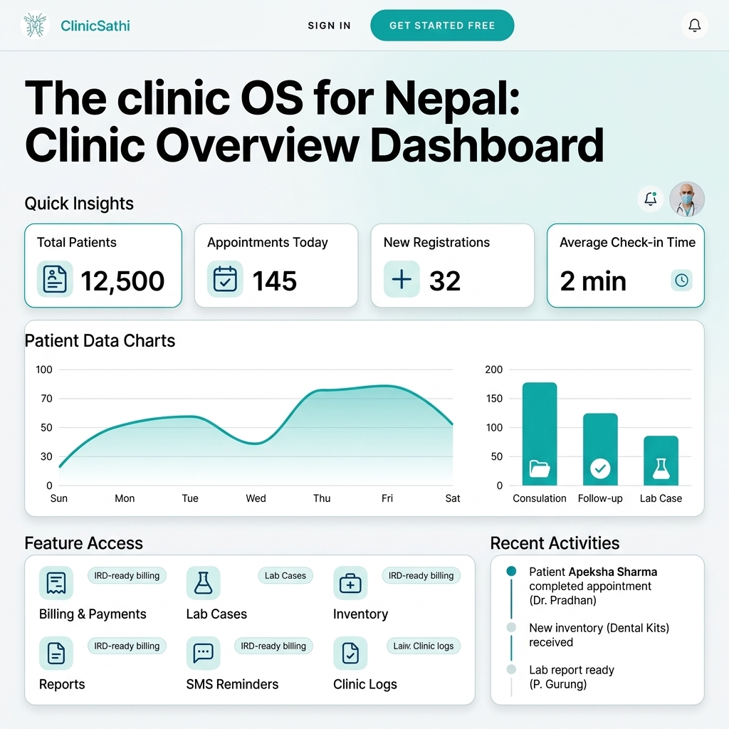 ClinicSathi dashboard interface overview